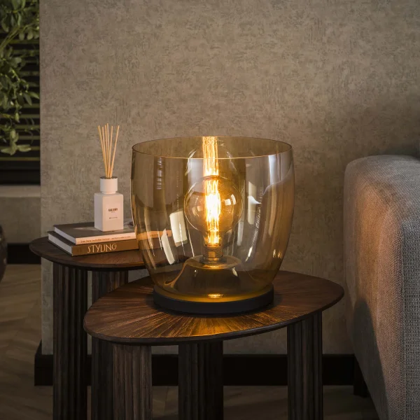 LifestyleFurn Vloerlamp/Tafellamp Mikado Amber glas, 32cm hoog