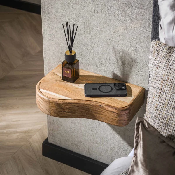 LifestyleFurn Zwevend Nachtkastje Nairoby Acaciahout, Set van 2 stuks - Massief acacia naturel