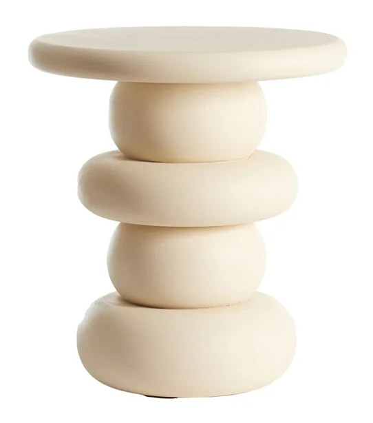 Light & Living Bijzettafel Azalas Mangohout, 40cm - Crème - Rond