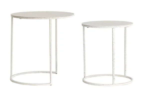 Light & Living Bijzettafel Sadar Set van 2 stuks - Wit/Lichtgrijs - Rond