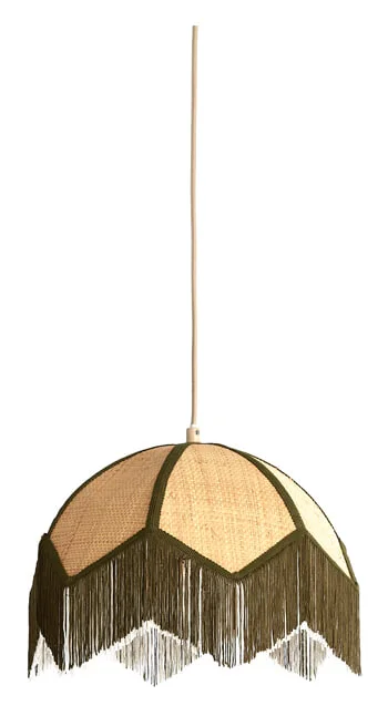 Light & Living Hanglamp Sulina Raffia - Naturel/Groen