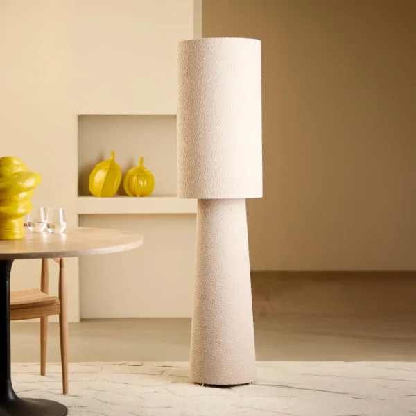 Light & Living Vloerlamp Mikkel Bouclé, 165cm - Crème