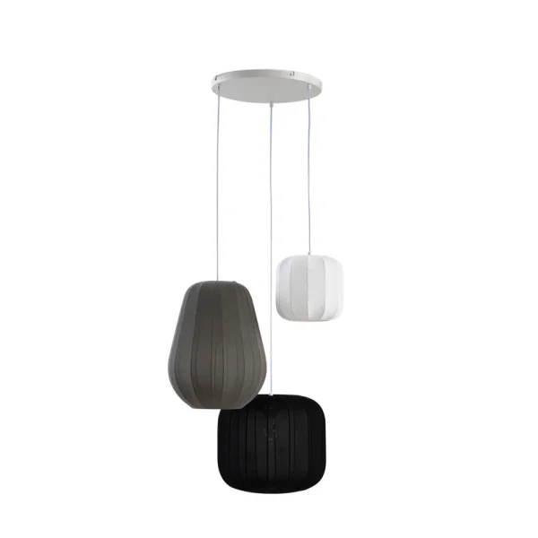 Lindby - Helin hanglamp zwart/wit/grijs, Ø 60 cm, 3-lamps