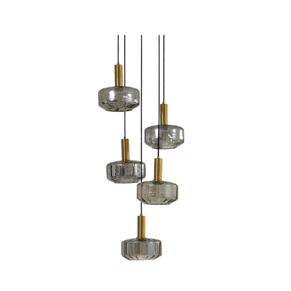 Lindby - Hildur 5 Cluster Hanglamp Rook Grijs/Geel Koper