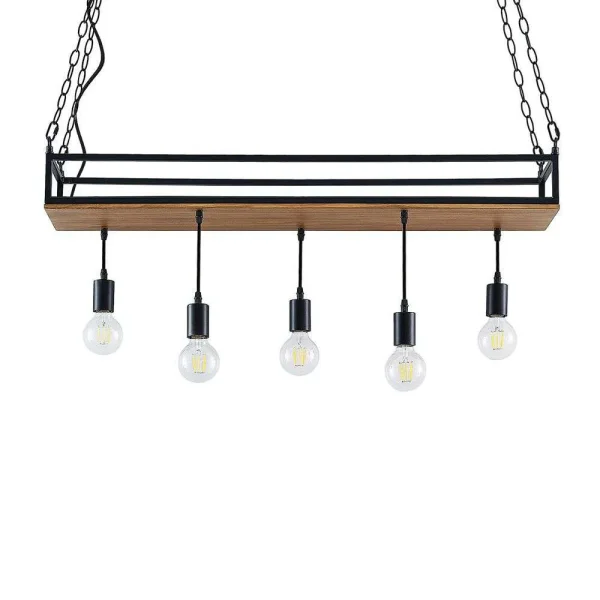 Lindby - Kirista 5 Hanglamp Wood/Black