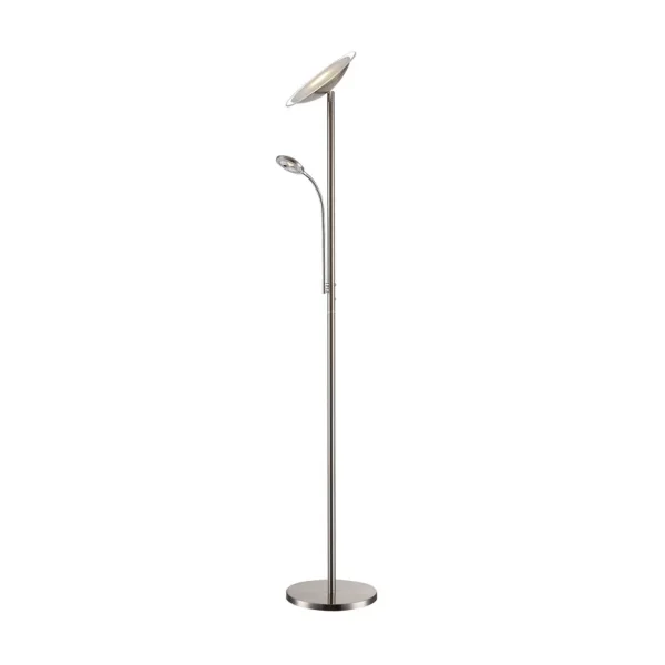 Lindby - Malea LED vloerlamp met arm, mat nikkel