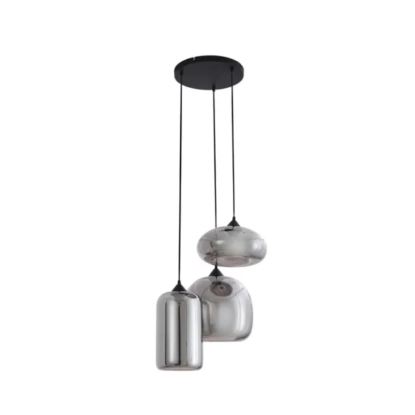 Lindby - Marla hanglamp, rookgrijs, 50 cm, rond, glas