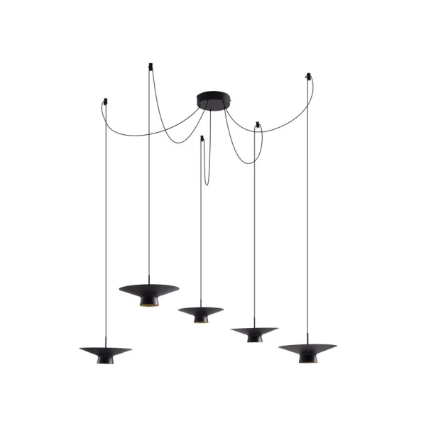 Lindby - Norvind LED hanglamp, 10-lamps, zwart, dimbaar