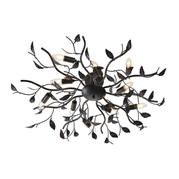 Lindby - Yos plafondlamp, 10-lamps, 95 cm, zwart-goud, E14