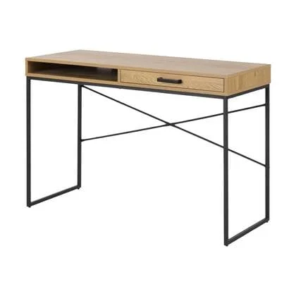 Lisomme Vic houten bureau naturel - met opbergvak - 110 x 45 cm