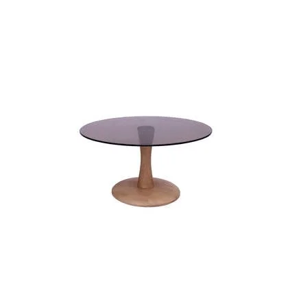 Livingfurn - Bijzettafel Bruin Glas - 75x75x30cm - Faye