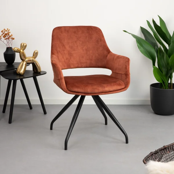 LivingFurn Eetkamerstoel Capp Velvet - Roest