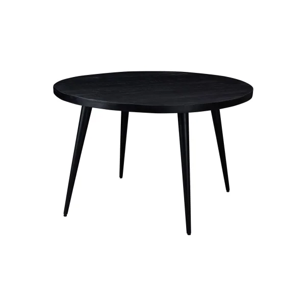 Livingfurn Ronde Eettafel Justin Kala Mangohout en staal, 120cm - zwart