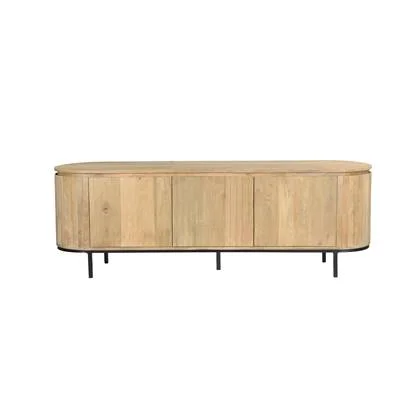 Livingfurn - TV Meubel Noor Natural 170cm - Mangohout | Gecoat Staal