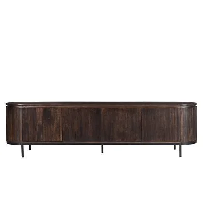 Livingfurn - TV Meubel Noor Walnut 210cm - Mangohout | Gecoat Staal