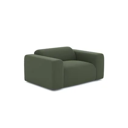 Lounge fauteuil in olijfgroene geweven stof