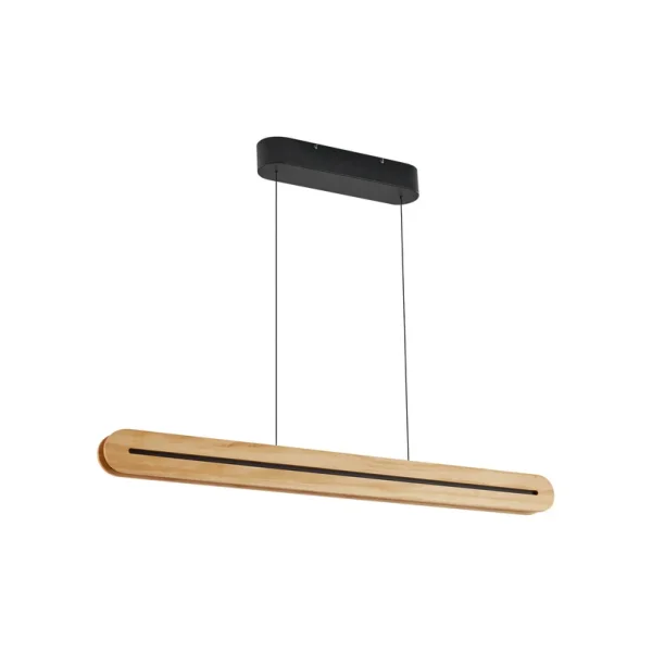 Lucande - Darnor LED hanglamp, hout, CCT, lengte 100 cm