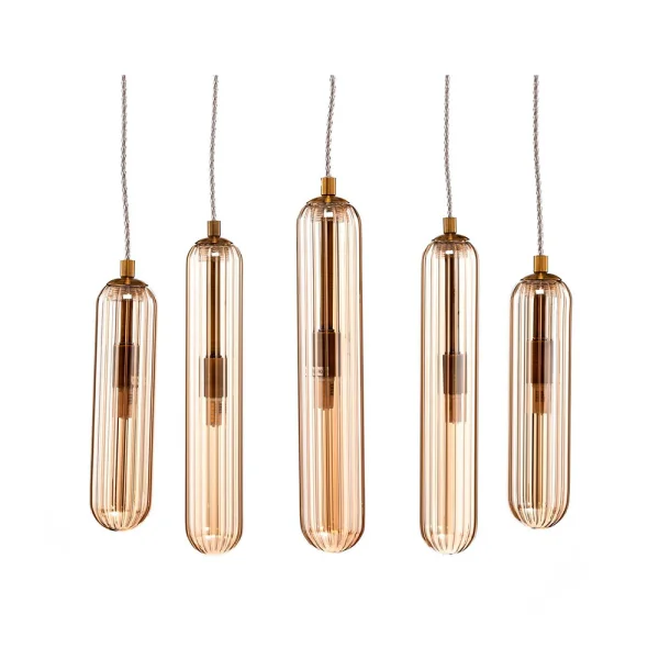 Lucande - Freylin 5 Hanglamp Amber/Geel Koper