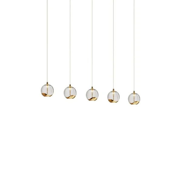 Lucande - Hayley 5 Line Hanglamp Clear/Gold