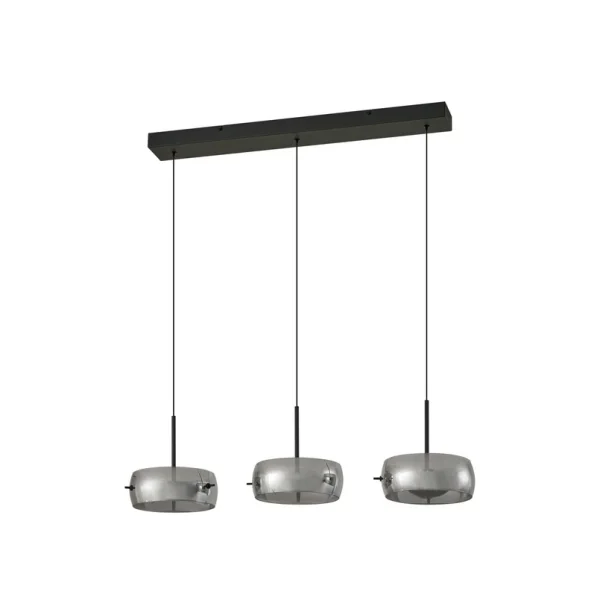 Lucande - Martis LED hanglamp, zwart, 3-lamps, step-dim
