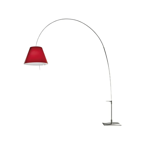 Luceplan Lady Costanza D13E d vloerlamp rode kap, aluminium voet