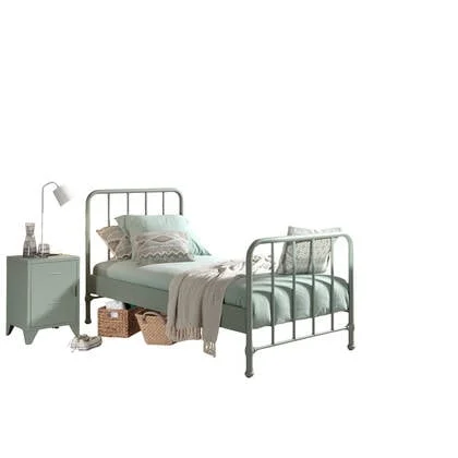 LUCEVI - Bronxx bed + Nachtkastje - Olive Green - 90x200 cm