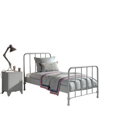 LUCEVI - Bronxx bed + Nachtkastje - Rainy Grey - 90x200 cm