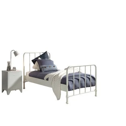 LUCEVI - Bronxx bed + Nachtkastje - Wit - 90x200 cm