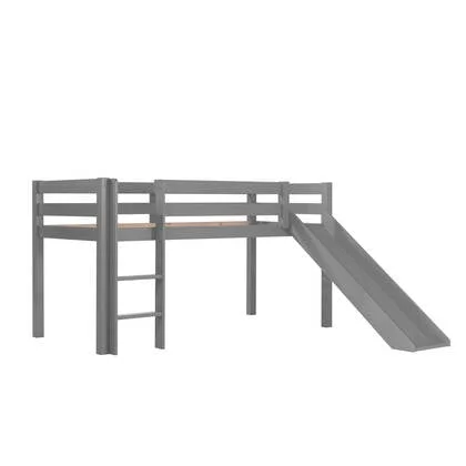 LUCEVI - Pino Halfhoogslaper met Glijbaan 90x200cm - Grijs - H115CM