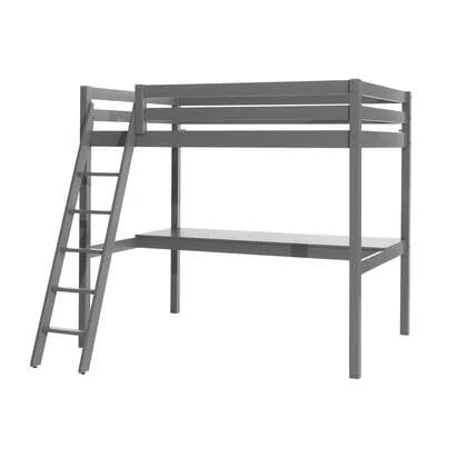 LUCEVI - Pino Mezzanine bed + Ladder + Bureau - Grijs - 140x200 cm