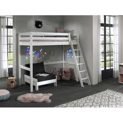 LUCEVI - Pino Mezzanine Bed + Ladder + Slaapfauteuil - Wit - 90x200 cm