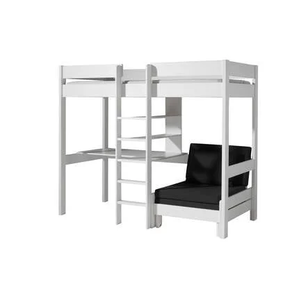 LUCEVI - Pino Mezzanine bed + Slaapfauteuil + Matras - Wit - 90x200 cm