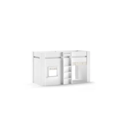 LUCEVI - Reno halfhoogslaper + Noah set gordijntjes - Wit - 90x200 cm