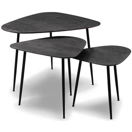 M2 Kollektion Trio Massief Acacia Zwart Salontafel Set