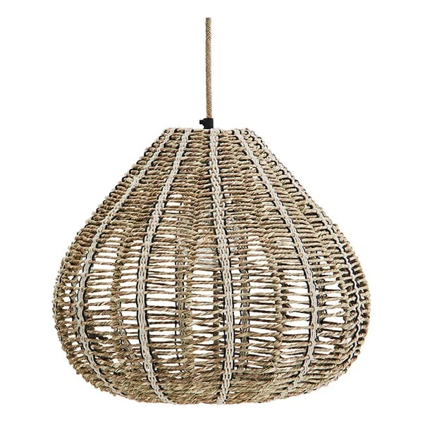 Madam Stoltz-collectie Hanglamp zeegras naturel, off white, zwart