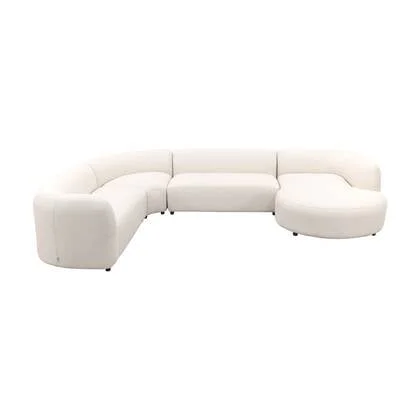 Madeira ronde u-vorm hoekbank + chaise longue links - Naturel Sunbrella