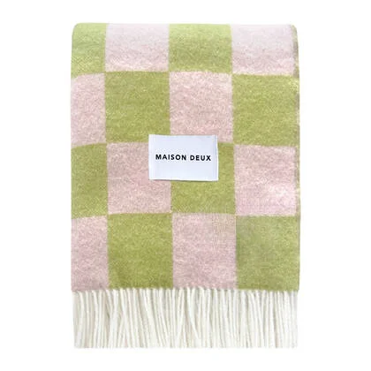 Maison Deux Checkerboard Plaid - Kiwi / Roze