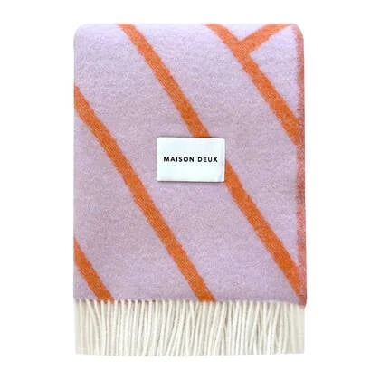 Maison Deux Lines Plaid - Lila / Oranje
