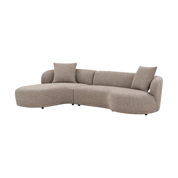 Mandy gestoffeerde 3,5-zits hoekbank bruin - links - 294 cm
