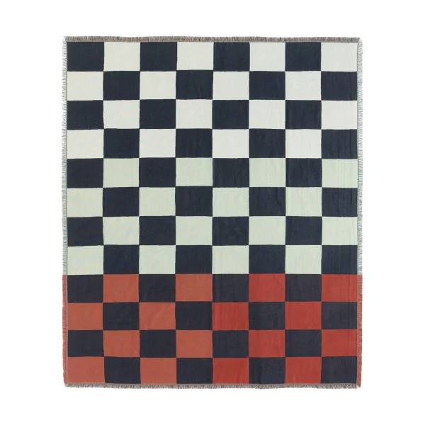 Marimekko Kukko ja Kana plaid 130x170 cm Off white- dark blue-Orange red