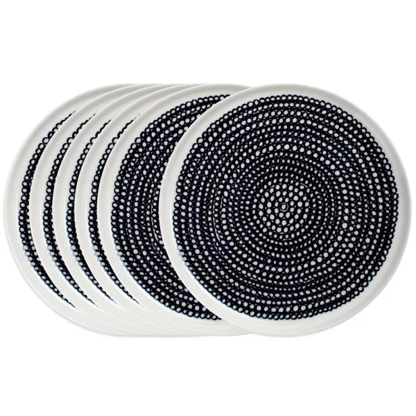 Marimekko Räsymatto bord 20 cm 6-pack zwart kleine stippen Räsymatto bord 20 cm 6-pack zwart kleine stippen