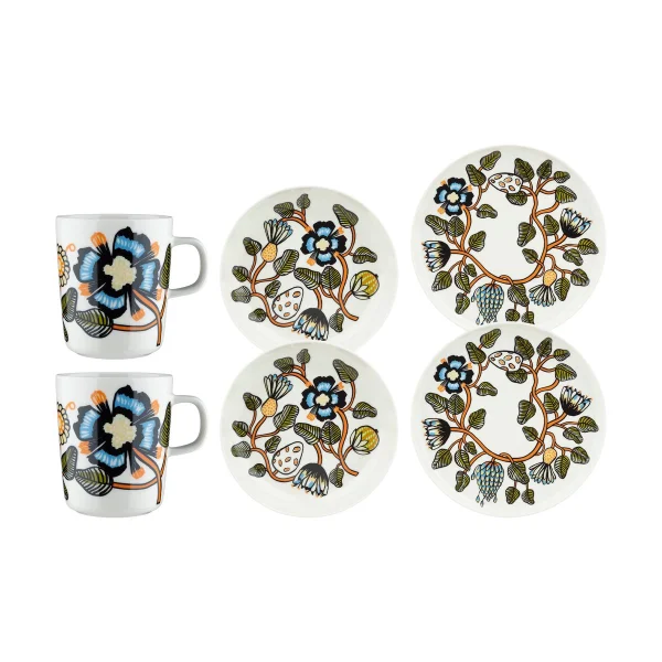 Marimekko Tiara sreviesset 6-delig White-warm orange-green