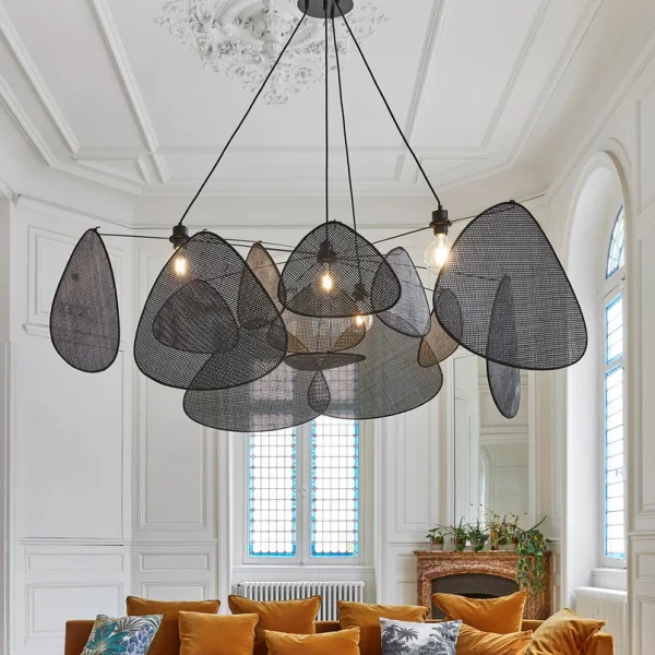 MARKET SET - hanglamp Screen XXL, 90 cm, zwart, rotan