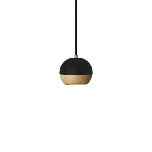 Mater Ray hanglamp black, small- eikenhouten detail op de kap