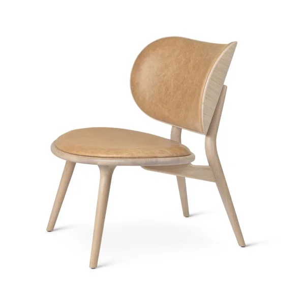 Mater The Lounge Chair loungestoel leer natural, matgelakt eikenhouten onderstel