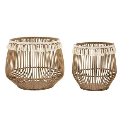 Mauro Ferretti Fuji Set van 2 bruine rotan manden