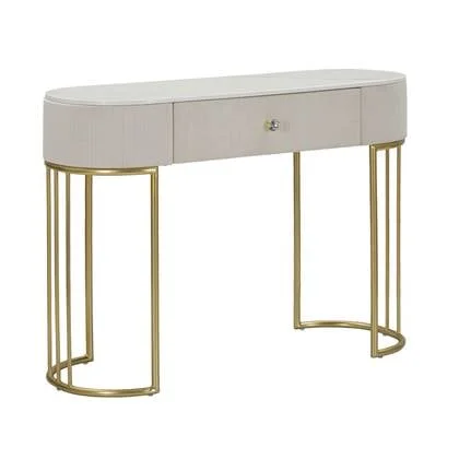Mauro Ferretti Montpellier Console in metalen stof hout goudbeige wit