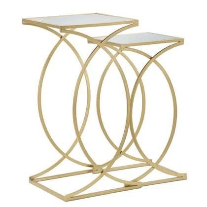 Mauro Ferretti Simply Set van 2 vierkante tafels in goud metaal