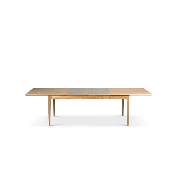 Mavis Höllviken eettafel eiken witgepigmenteerd matte lak, 2 bladen, kalksteen á 50 cm