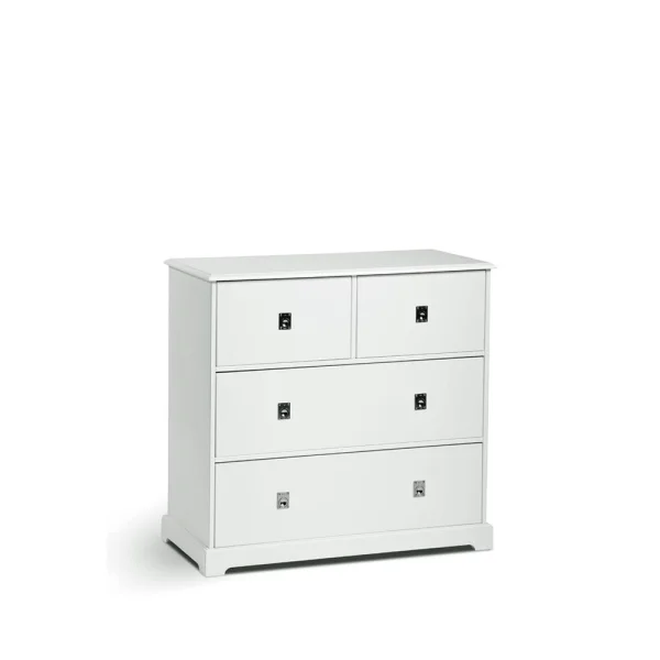Mavis Smögen dressoir wit, 4 laden, chroom